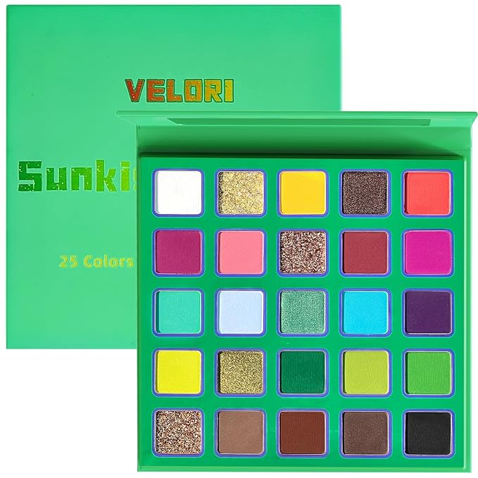 Velori 25-Color Bold Eyeshadow Palette - Highly Pigmented Matte & Shimmer Shades - Long-Lasting, Blendable